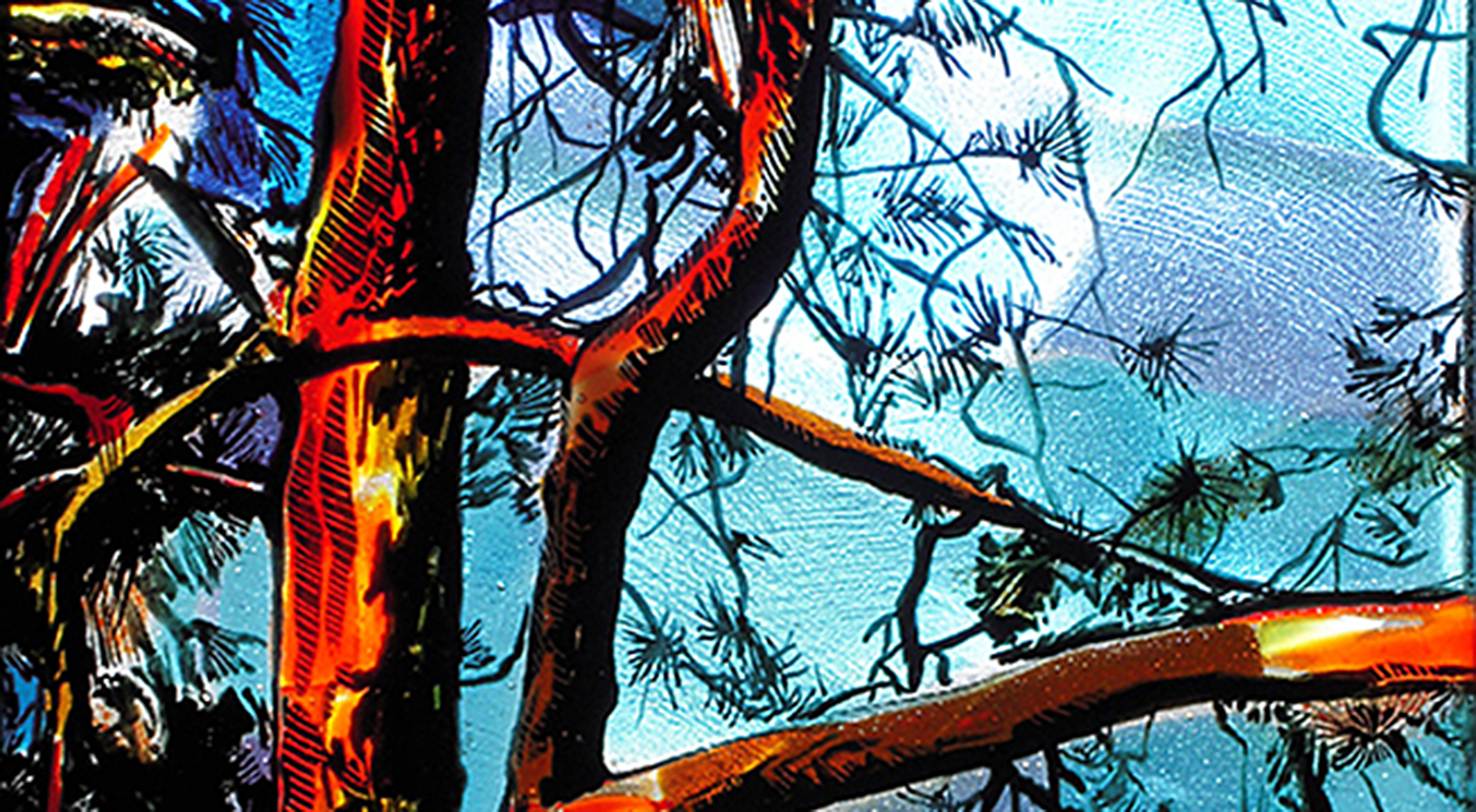 Fused Glass Ponderose Pine Panel